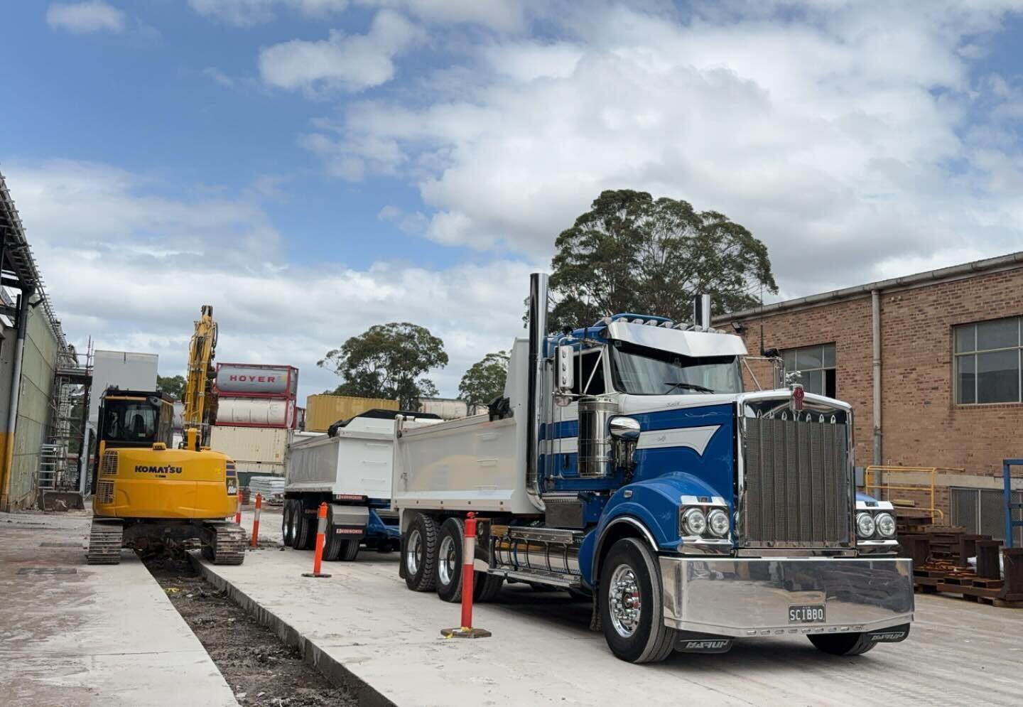 Mini excavator and tipper truck loaded at the Prime Excavation yard