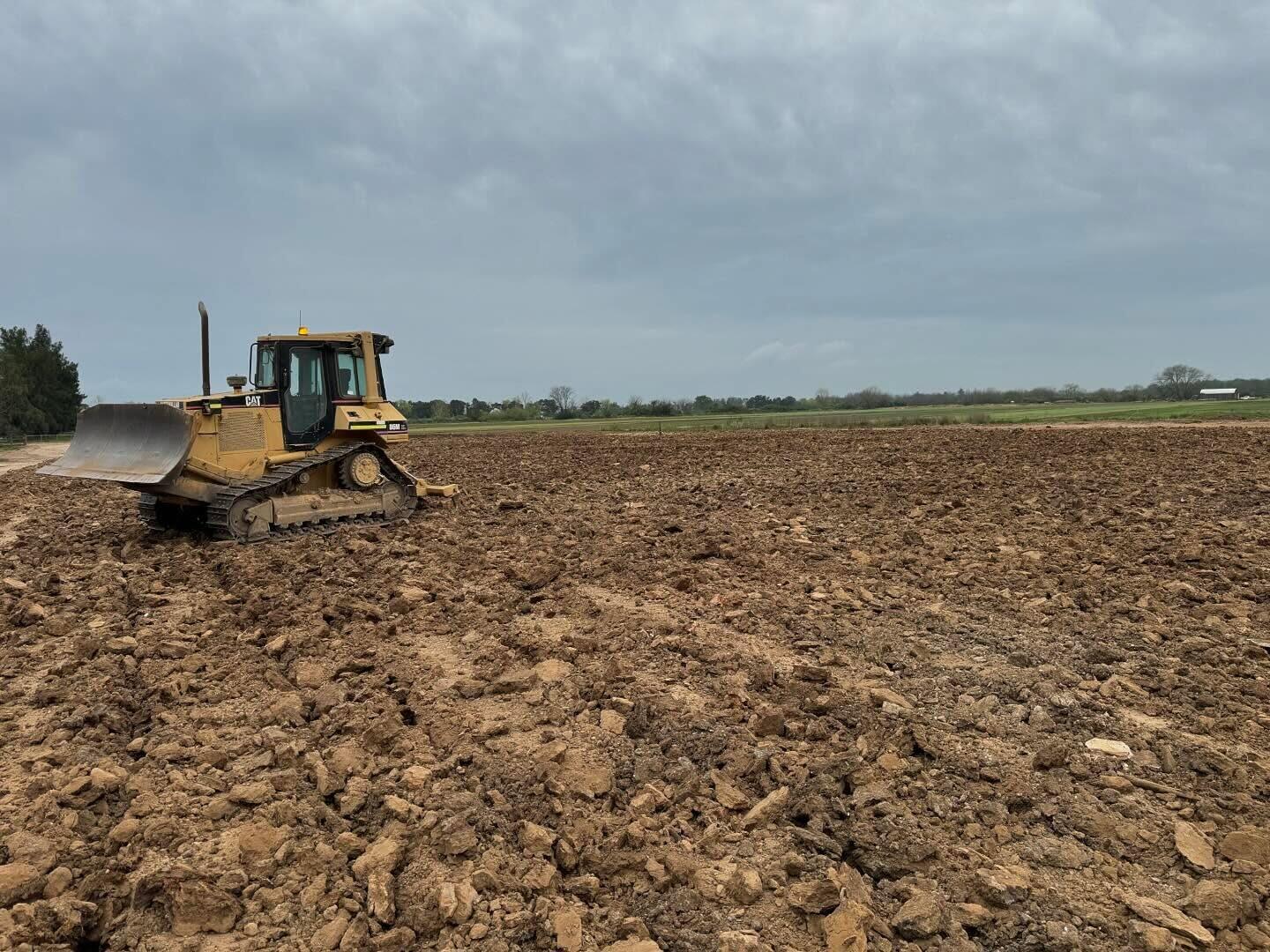 Dozer clearing and levelling open ground